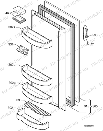 Взрыв-схема холодильника Electrolux ER2620C - Схема узла Door 003